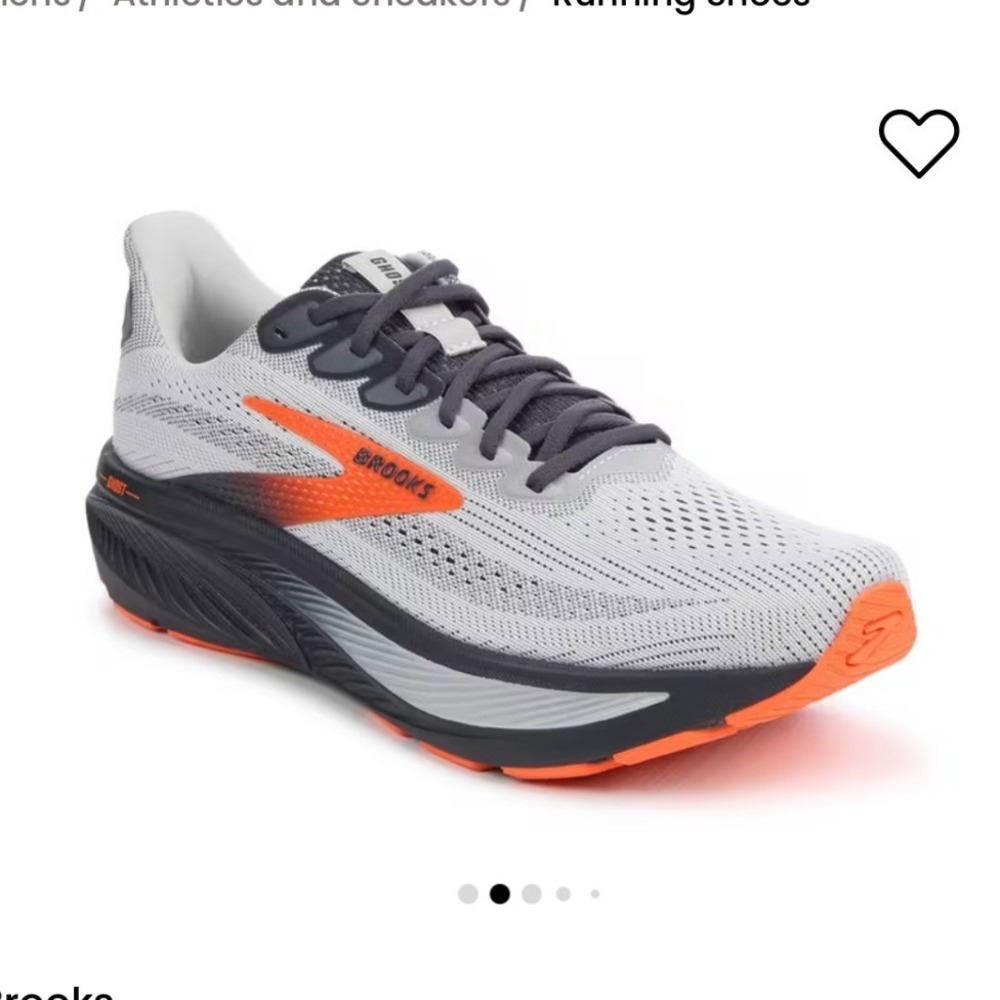 Brooks Ghost 17 Mens Running Shoes Grey White Orange Sneakers Comfy Size 8